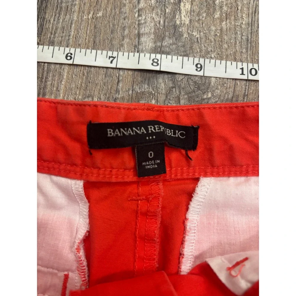 Banana Republic Womens Cuffed Chino Shorts Orange Red Size 0 Cotton Stretch‎